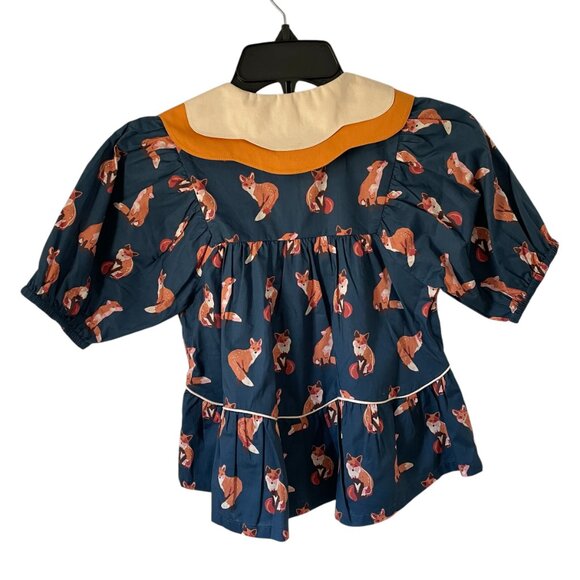 Fox Print Blouse with Scalloped Collar - Picture 5 of 5
